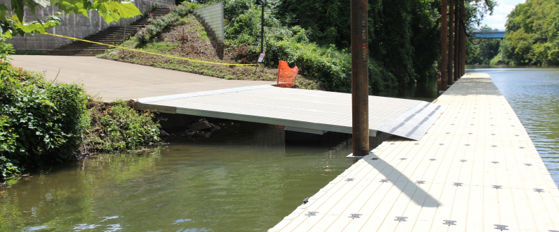 new aluminum gangway connecting to trail