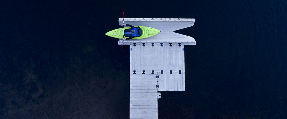 arial view of kayaker using launch