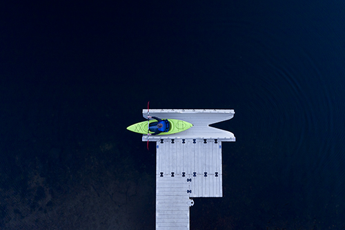 arial view of kayaker using launch smaller